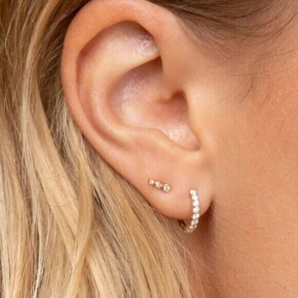 Glimmer Crystal Climber Stud Earrings in Gold - Picture 9 of 13